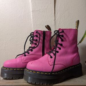 Dr. Martens Pink Leather Women's Boots